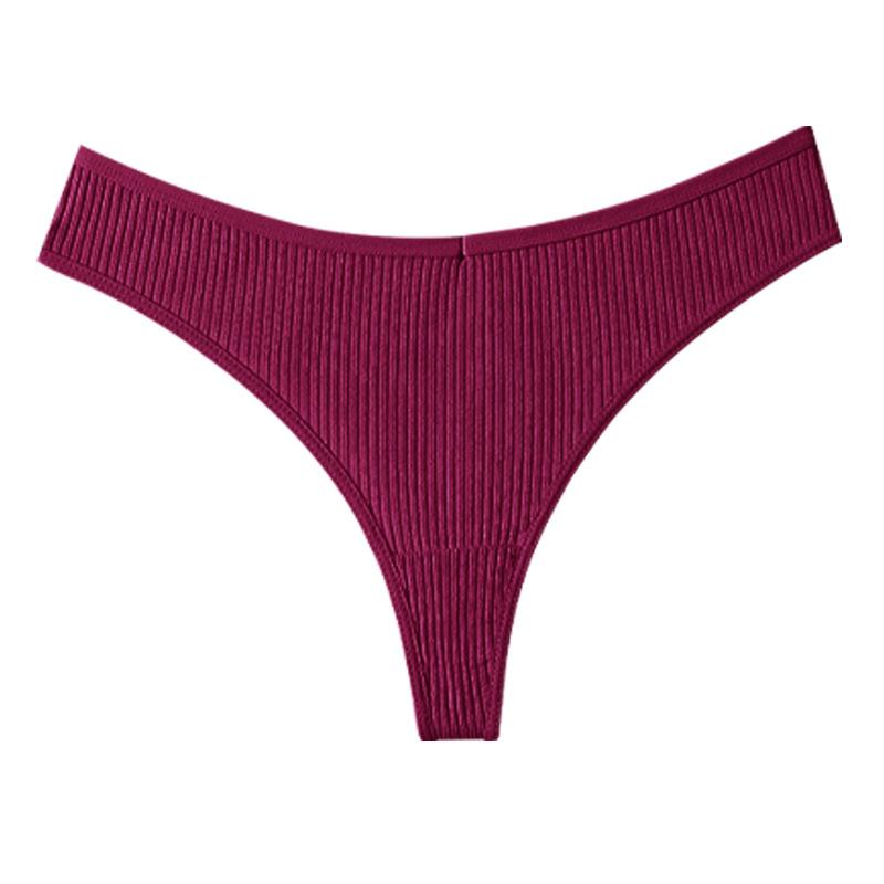 Low Waist Plus Size Solid Color Panties Breathable Sports Triangle Women’s Thong Panties