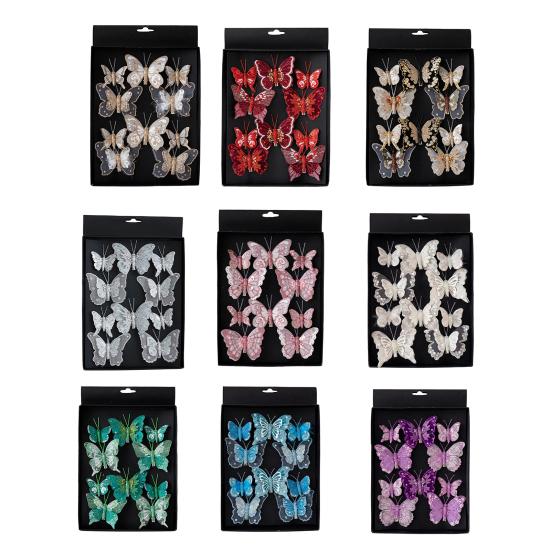 DIY Craft Butterfly Ornaments 1 Set Glitter Christmas Ornament, Double Layer Sequins Glittery Tree Decorations Hanging Decor for Tree, Festive Holiday
