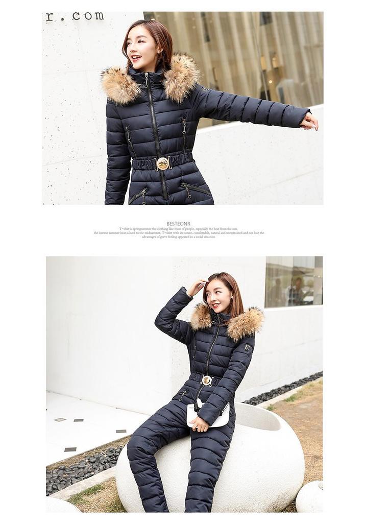Women's Thickened Winter Fashion Cotton Two-Piece Set: Slimming Waist-Cinched Design
