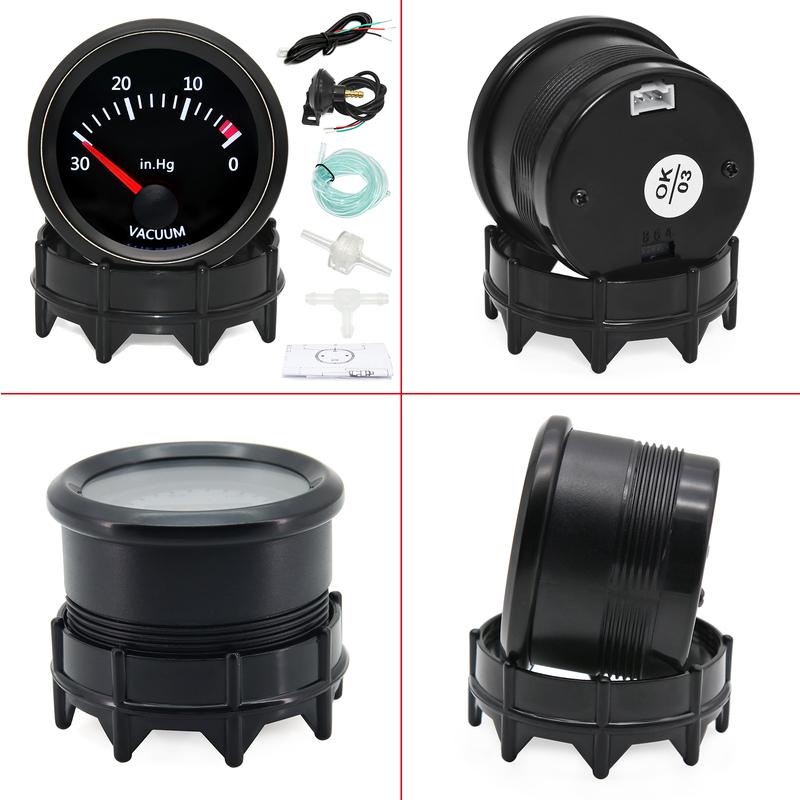 

Vacuum Gauge Universal 12V Car Meter Auto Pointer 0~30 In.Hg 2 52mm Smoke Len Vacuum Meter White LED customized