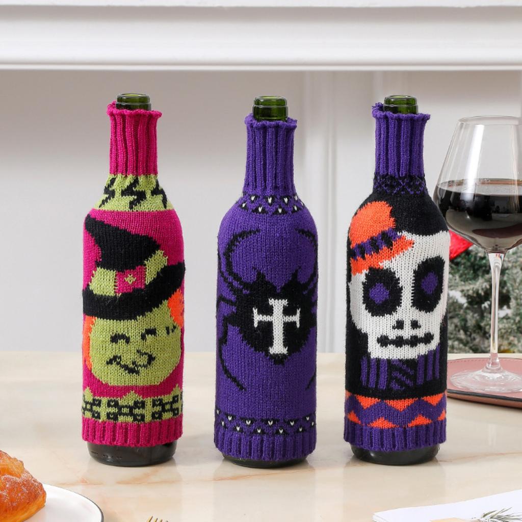 Halloween Decorations Christmas Knitted Pumpkin Wine Bottle Cover Red Wine Cover Restaurant Layout Decoration Wine Bottle Clothes Cover