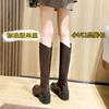 Fashion Women Black Thick Soled Ankle Boots Platform Square High Heel Women and Lower Leg Snow Short Patent PU Leather Round Head