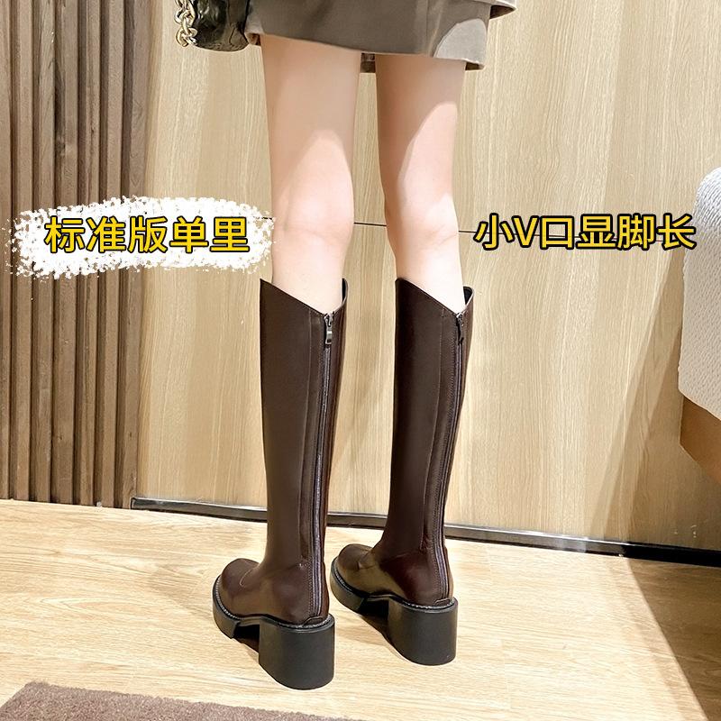 Fashion Women Black Thick Soled Ankle Boots Platform Square High Heel Women and Lower Leg Snow Short Patent PU Leather Round Head