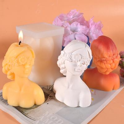 Moule de bougie en Silicone pour fille aux yeux bandés, bricolage, Rose, corps humain, plâtre, Portrait, moule de fabrication de bougies