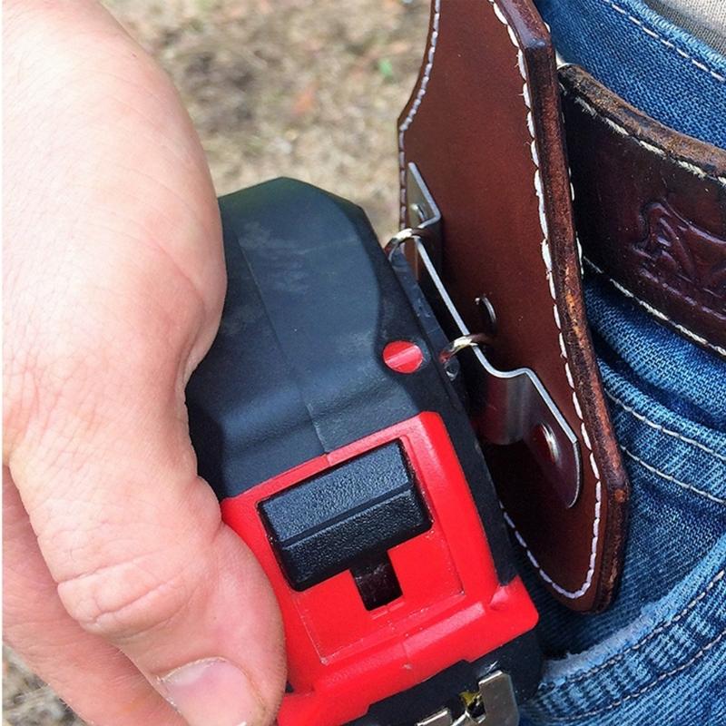 Premium Leather Tape Measure Case Adjustable Belt Clip For 5m 10m Measuring Tape Compact Design For Professional Craftsmen