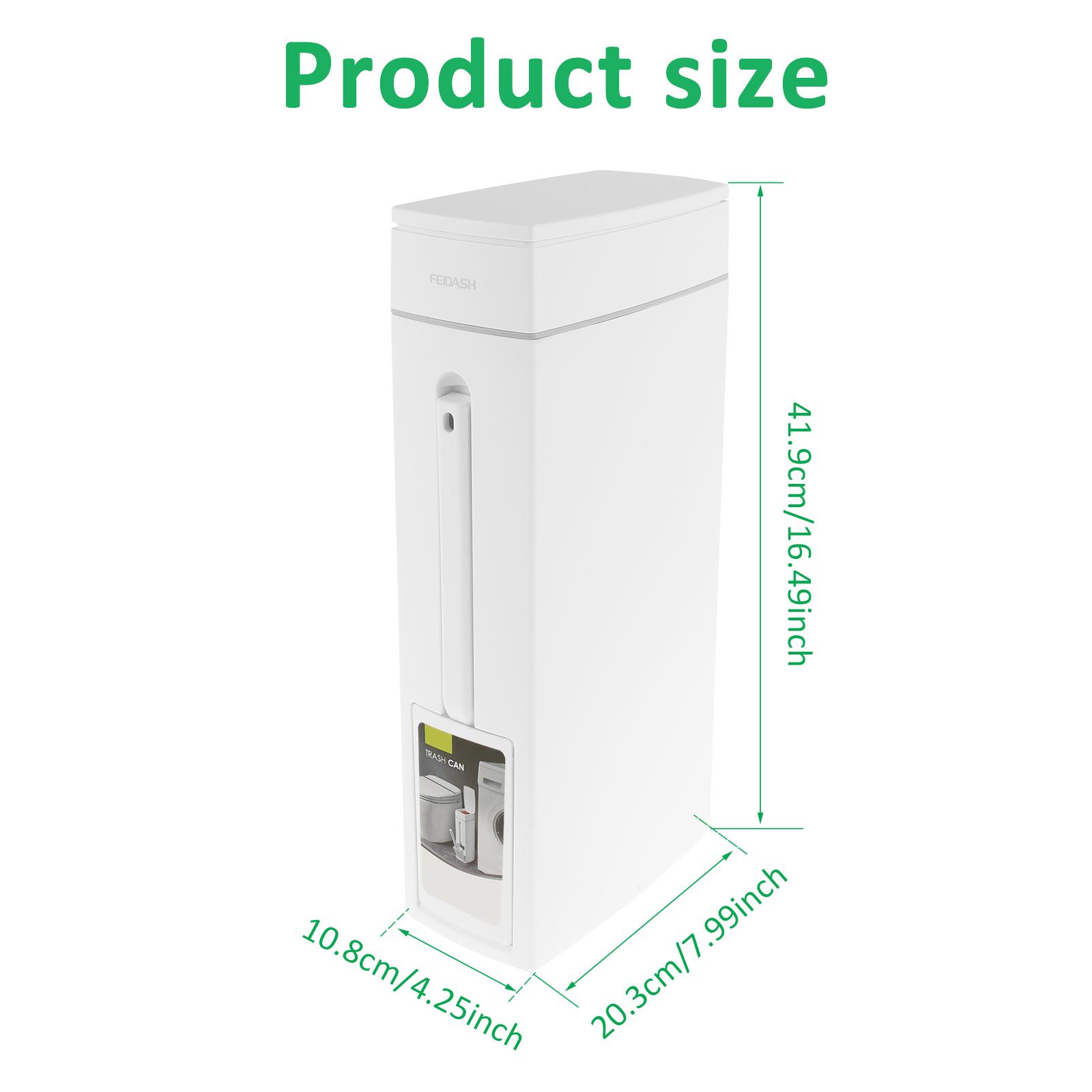 

Slim Trash Can Narrow PP Integrated Toilet Brush Waste Bin with Flip Lid Draining Design for Bathroom Narrow Spaces Garbage Bin 1PC
