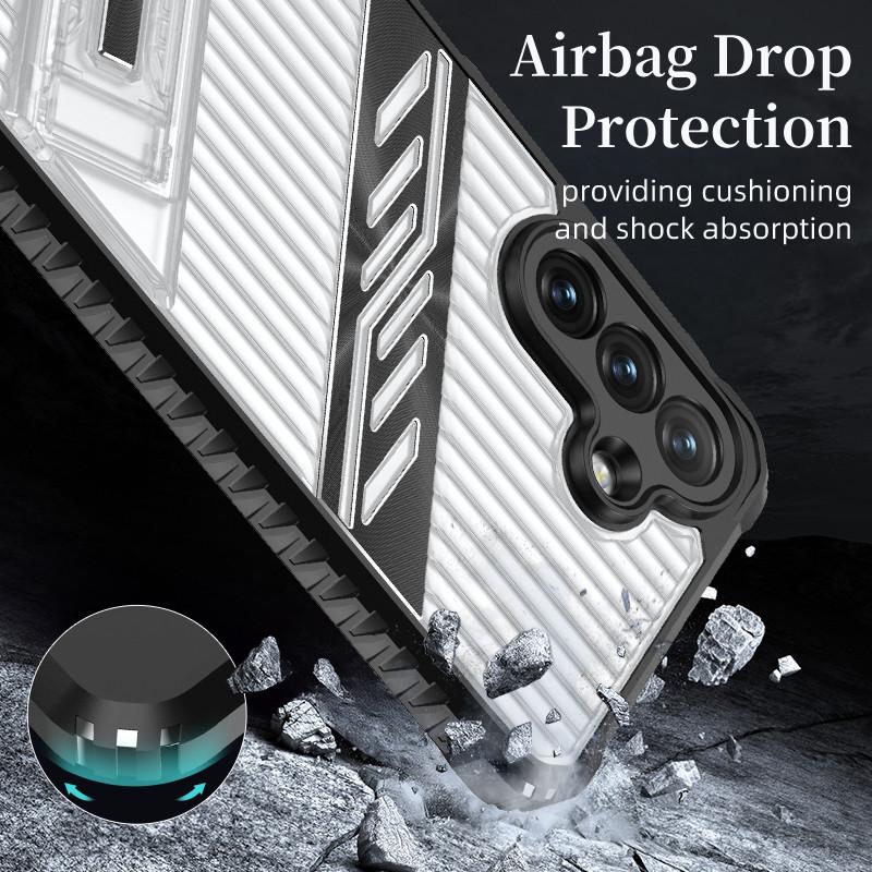 for Samsung galaxy A35 A55 5G shockproof phone case with invisible stand camera protection