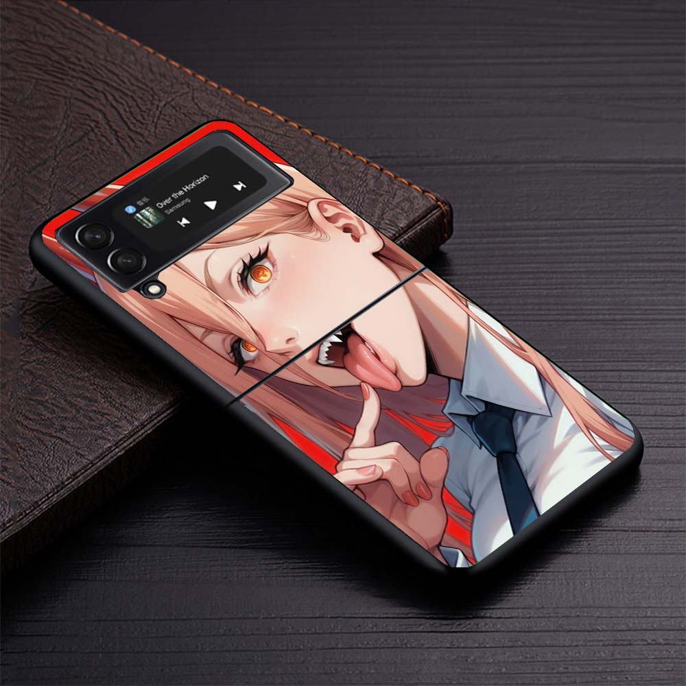 C-Chainsaw Mans Power Phone Case For Samsung Galaxy Z Flip3 Flip4 Flip5 Flip6 Flip7 For Z Flip 7 6 5 4 3 5G Hard Folding Cover G