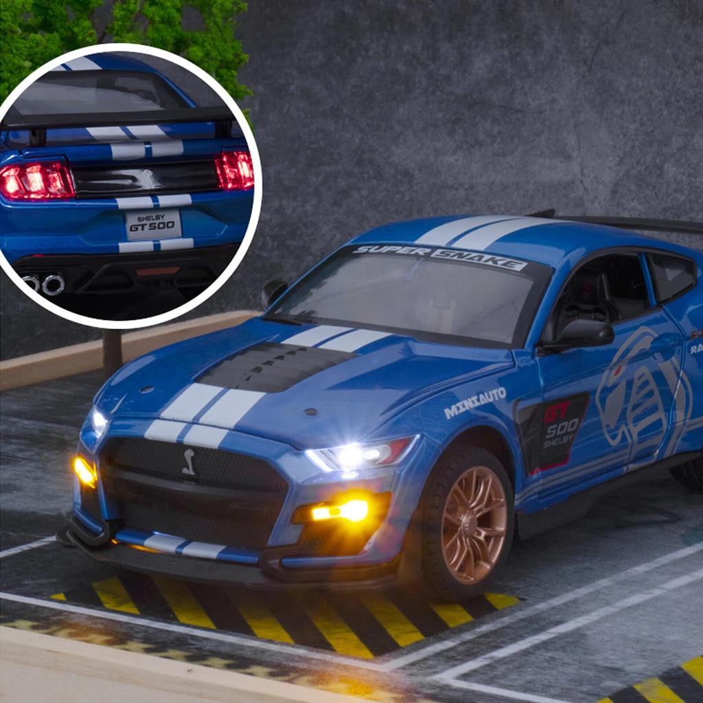 1/24 Ford Mustang GT Alloy Model with Sound & Light Features Premium Gift Box Packaging Ideal for Display, Collecting, or Gift Giving