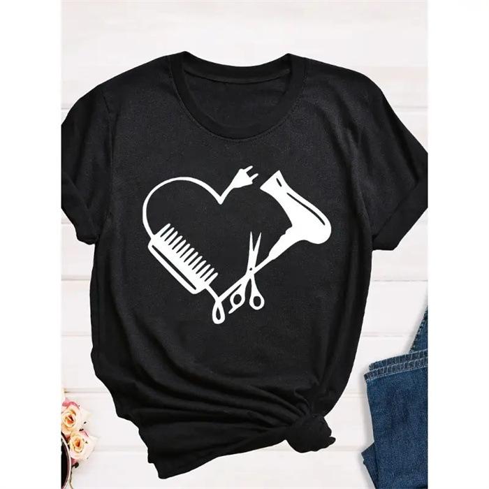 Summer Round Neck 3D Love Butterfly Print Top Fashionable Casual Short Sleeved Women's T-shirts