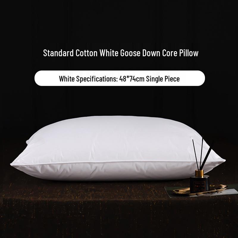 Luxury Goose Down Pillow with Cotton Cover for Neck Support