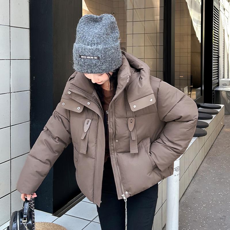 

Короткий пуховик с капюшоном для женщин Новое модное свободное хлопковое пальто Зимняя куртка XL