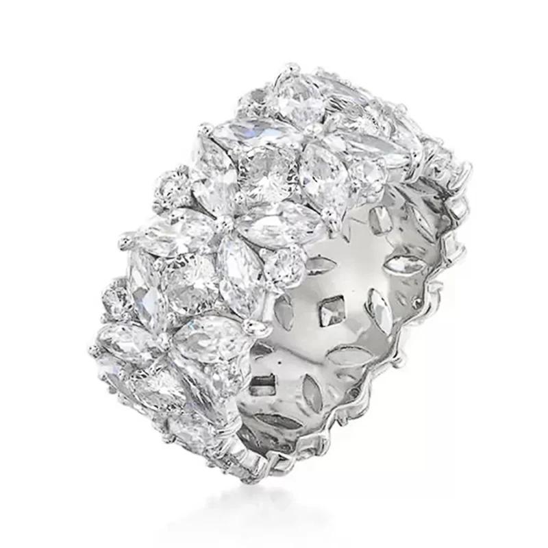 Huitan Charming Flower Design Women Ring Fresh Style Full Sparkling CZ Fashion Elegant Wedding Daily Accessories Party Jewelry