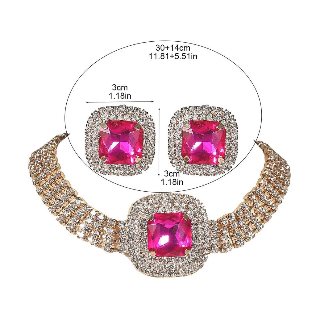 Luxury Rhinestone Necklace & Earrings Set for Women - Perfect Bridal Wedding Jewelry