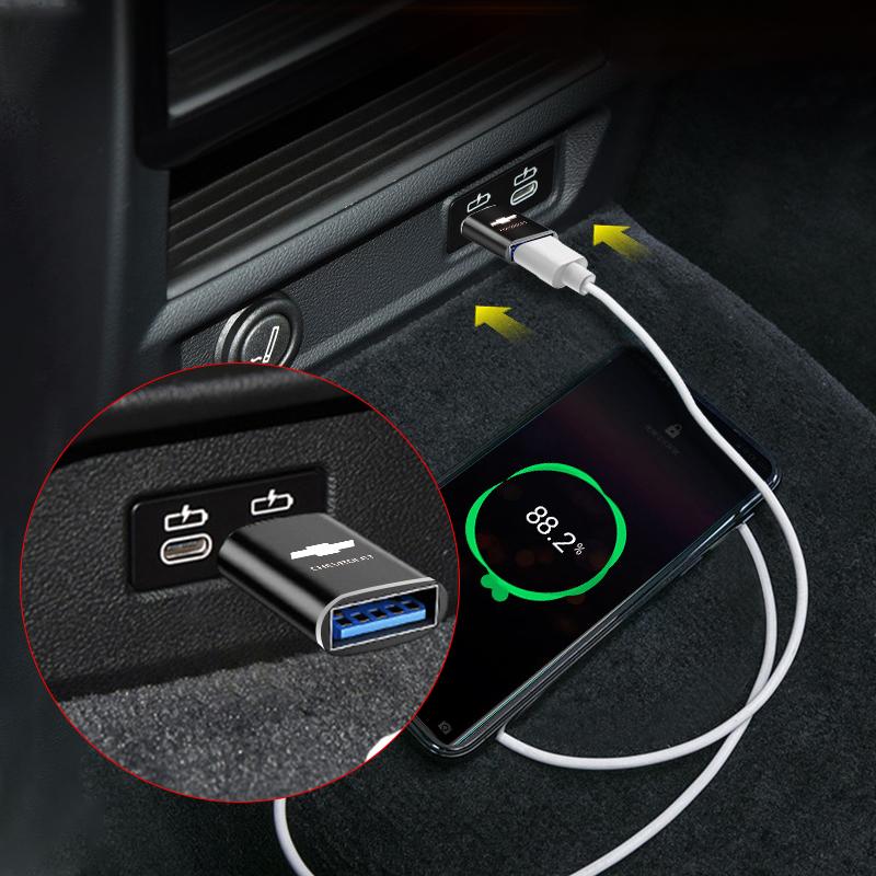 Car Usb Type C Cable Converter Charging Adapter Car Sticker for Chevrolet Colorado Cruze Captiva Malibu Trax Aveo Camaro Sonic Tahoe Impala Suburban