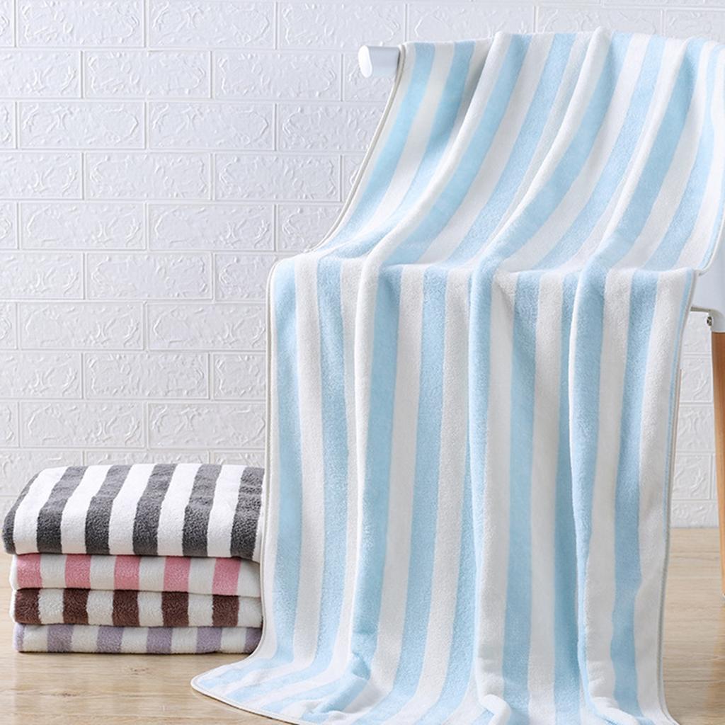 Large Plush Bath Towels Striped Design Quick Dry Highly Absorbent Soft Feel Towels for Sensitive Skin & Daily Use