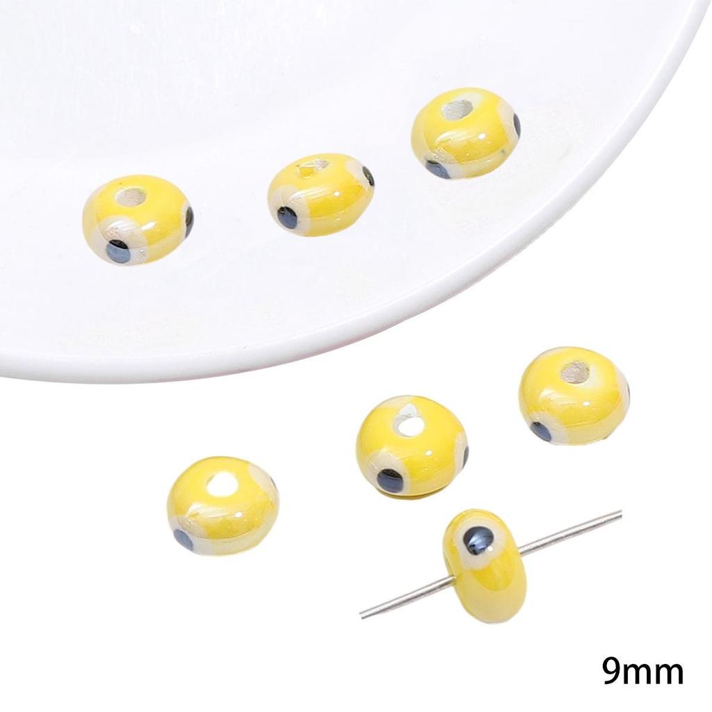 Yellow Hand-Painted Ceramic Cartoon Beads for DIY Bracelets, Necklaces, and Phone Chains