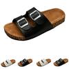 Women's Summer Cork Flat Sandals Open Toe Adjustable Buckle Strap Slide Beach Shoes Comfortable Footbed Casual Outdoor Footwear