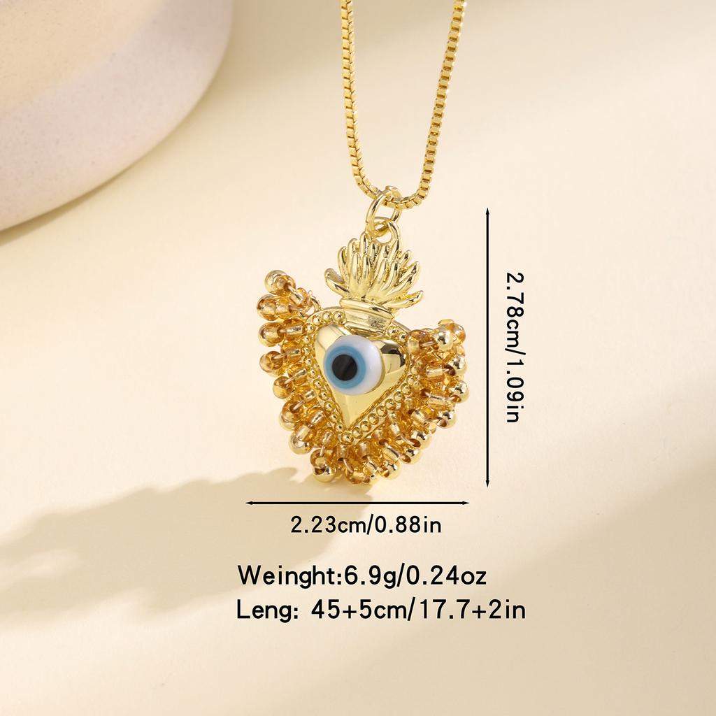 Nidin Sacred Heart Evil Eye Necklace Women Colorful Beaded Pendant Chain Choker Boho Style Lucky Protection Jewelry Wholesale