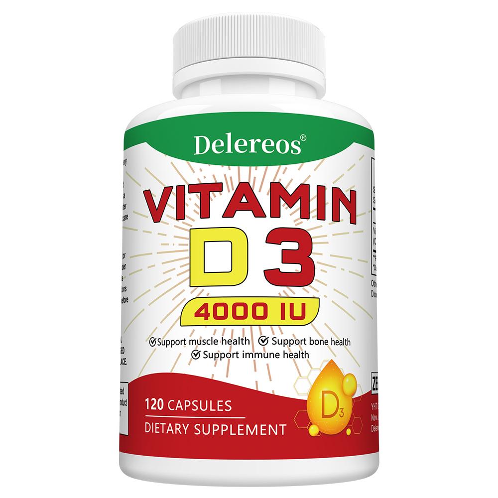 Vitamin D3 (Cholecalciferol) 4000 IU Dietary Supplement, 120 Capsules Per Bottle 120 Capsules