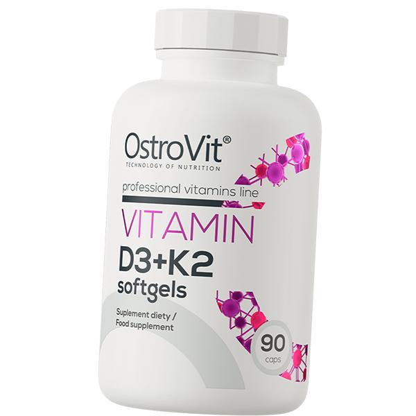 Витамин Д3 К2, Vitamin D3 + K2 Softgels, Ostrovit  90гелкапс (36250106)