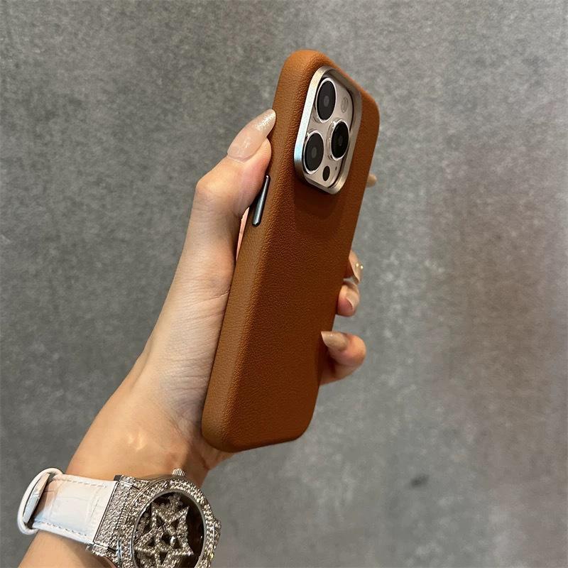 Simple Solid Color, Suitable for Apple 16PRO Phone Case, IPhone 15 Metal Leather Texture, 14 Large Holes, Couple Anti-drop, 13 Soft