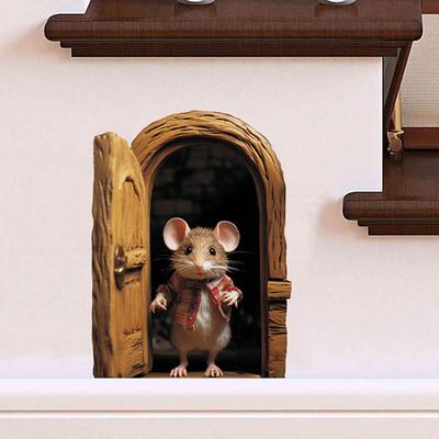 3D-Maus Wandaufkleber Realistisches Rattenloch PVC-Aufkleber mit 3D-Effekt für Laptops Autos Möbel Schlafzimmer Wanddekoration