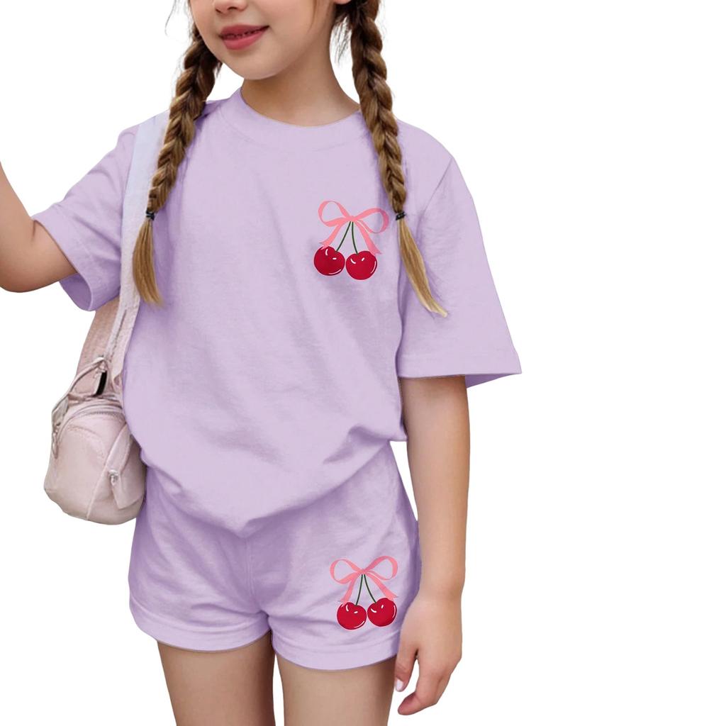 Children's Casual Short-sleeved Printed Short-sleeved Top And Shorts Two-piece Set