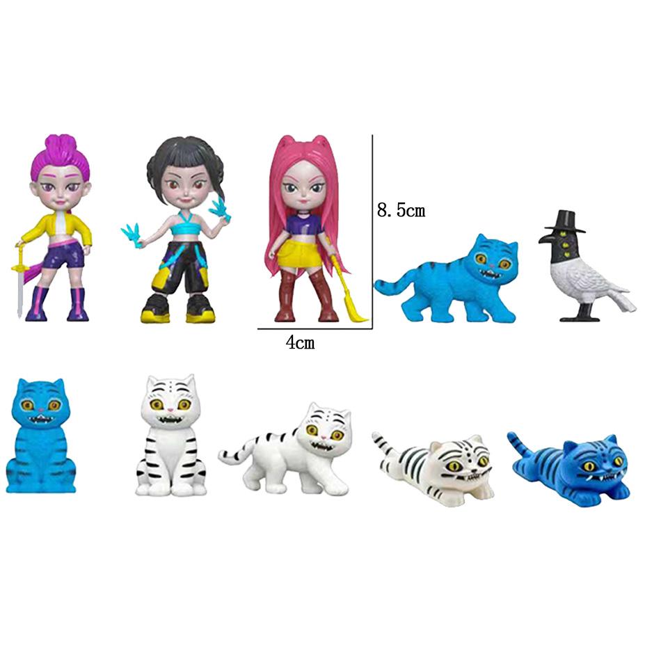 10pcs Kpop Demon Hunters Blind Box Action Figures Set Derpy Tiger Rumi Mira Zoey Sussy Collectible Dolls Figurines for Fans Gift