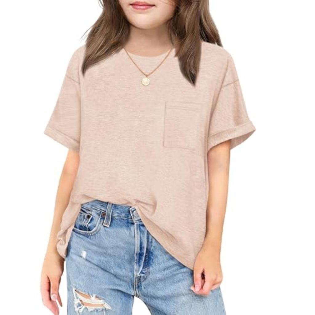 Children's Daily Casual Round-neck Short-sleeved Shirt With Pockets