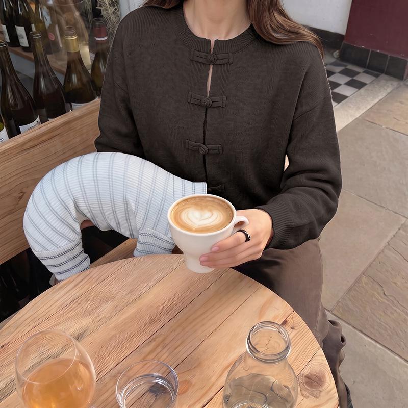 2026 Autumn/Winter Loose Pipa Button Long Sleeve Sweater with European-American Style