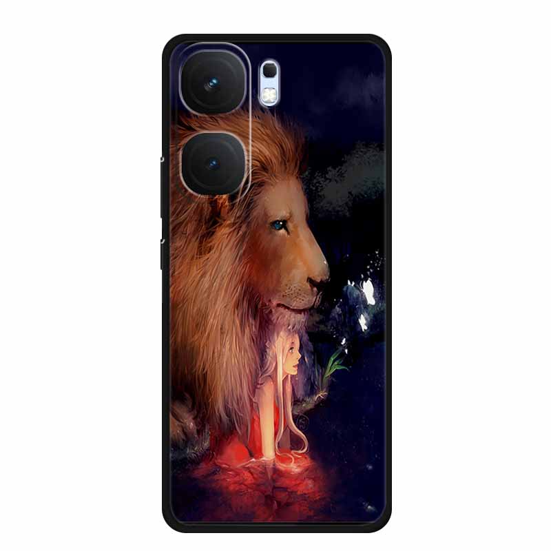 For Vivo iQOO Neo9 Pro Case TPU Silicone Soft Back Cover for Vivo iQOO Neo9 Neo 9 Black Fashion Cool Animals Coque Lion Tiger