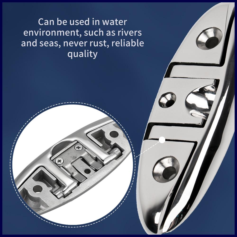 5"6“8” 316 Stainless Steel Boat Mount Folding Flip Up Cleat Marine Mooring Folding Cleat Boat Accessories Mooring Cleat Parts