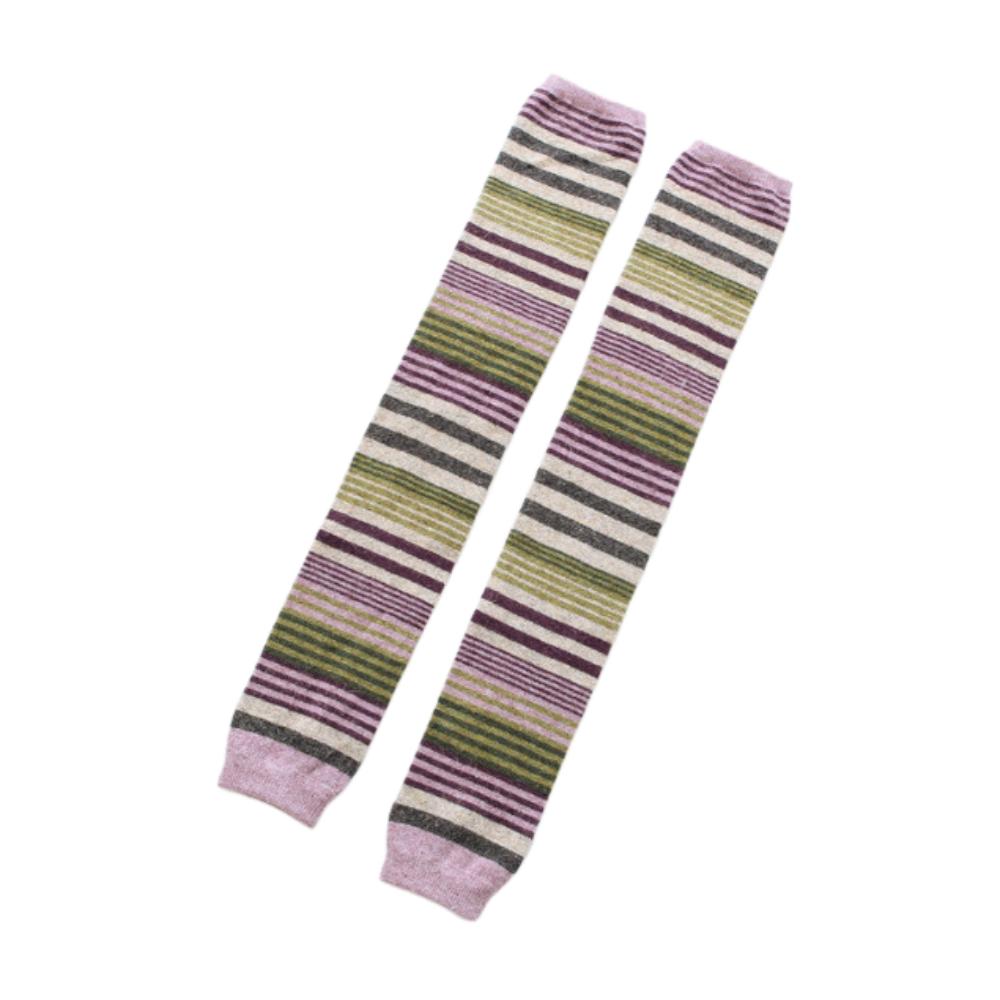 

Fashion Colorful Wool Ruffle Socks Animal Furr Thick Knitted Leg Warmers Knee High Foot Cover Striped Socks Autumn One Size фіолетовий