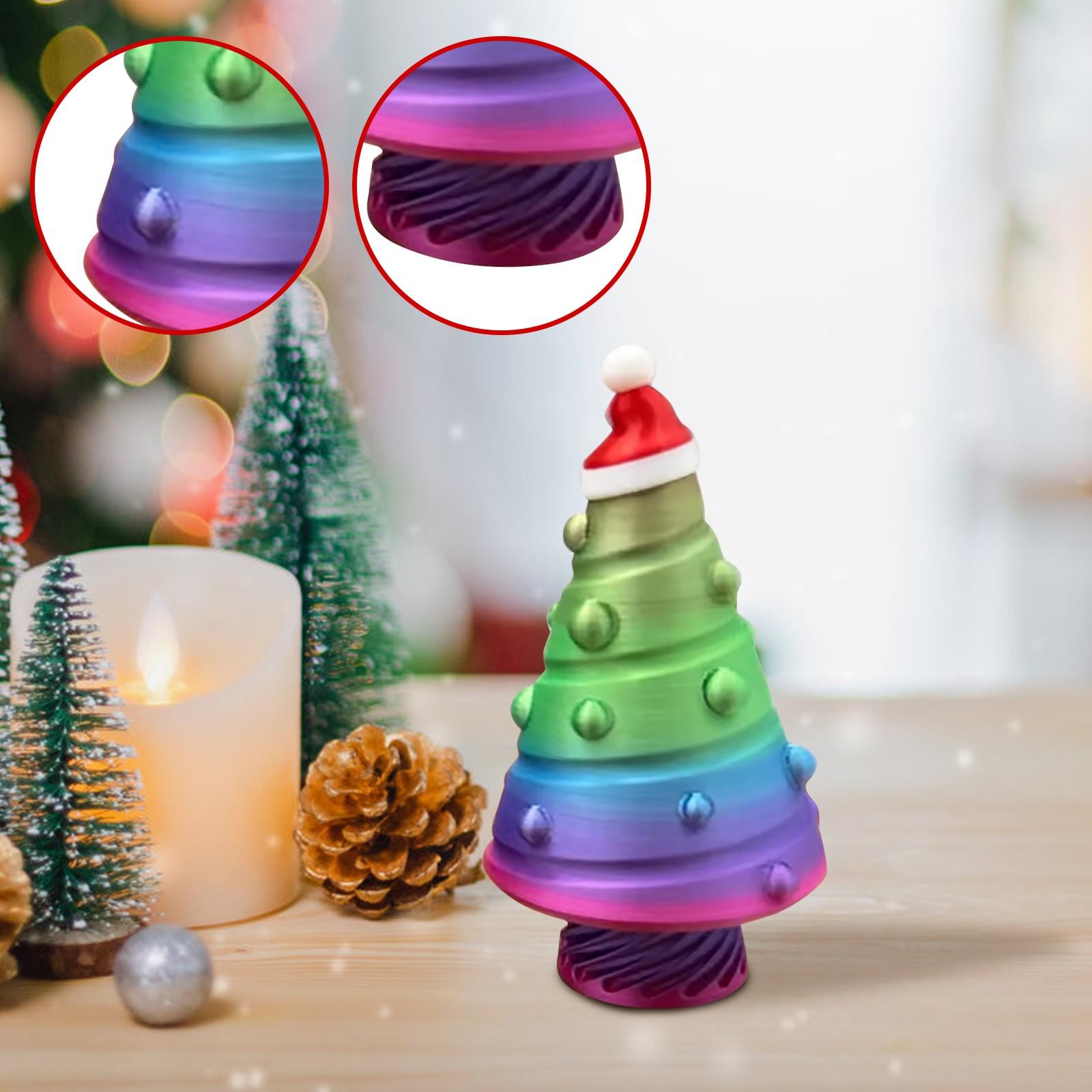 

3D Printed Christmas Tree Ornament Spiral Design with Heart and Ball Decorations for Holiday Tabletop Display and Festive Home Decoration зелёный