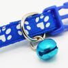 Easy Wear Adjustable Nylon Cat Dog Footprint Safety Necklace Collar With Bell Puppy Pet Chain