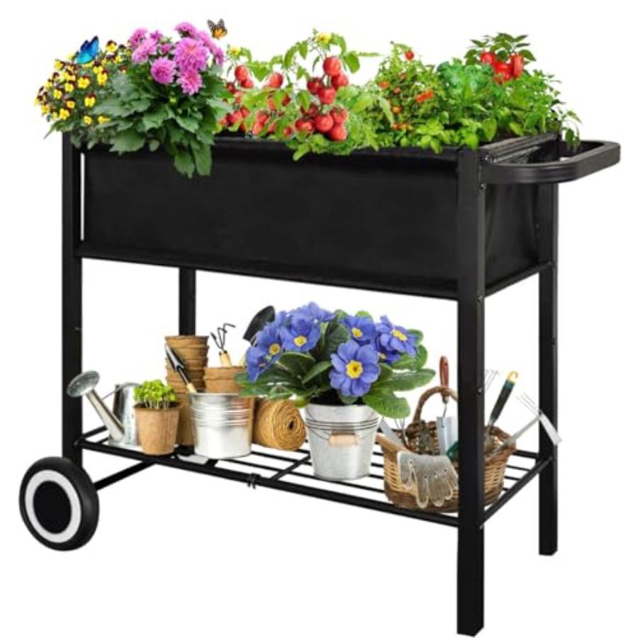 

Raised Garden Bed with Legs for Outdoor Plants Standing Elevated Planter Box Cart on Wheels for Vegetables Flower Herb Patio Bl United States