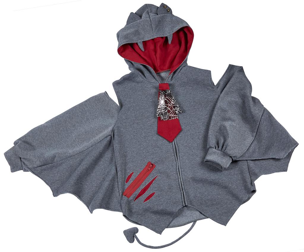 Clearstone Fangle Cosplay Halloween Bat Hoodie, Unisex, Gray