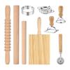 9Pcs Pasta Making Tools Set, Wooden Rolling Pin, Gnocchi Board, Ravioli Stamp Maker Cutter, Pastry C