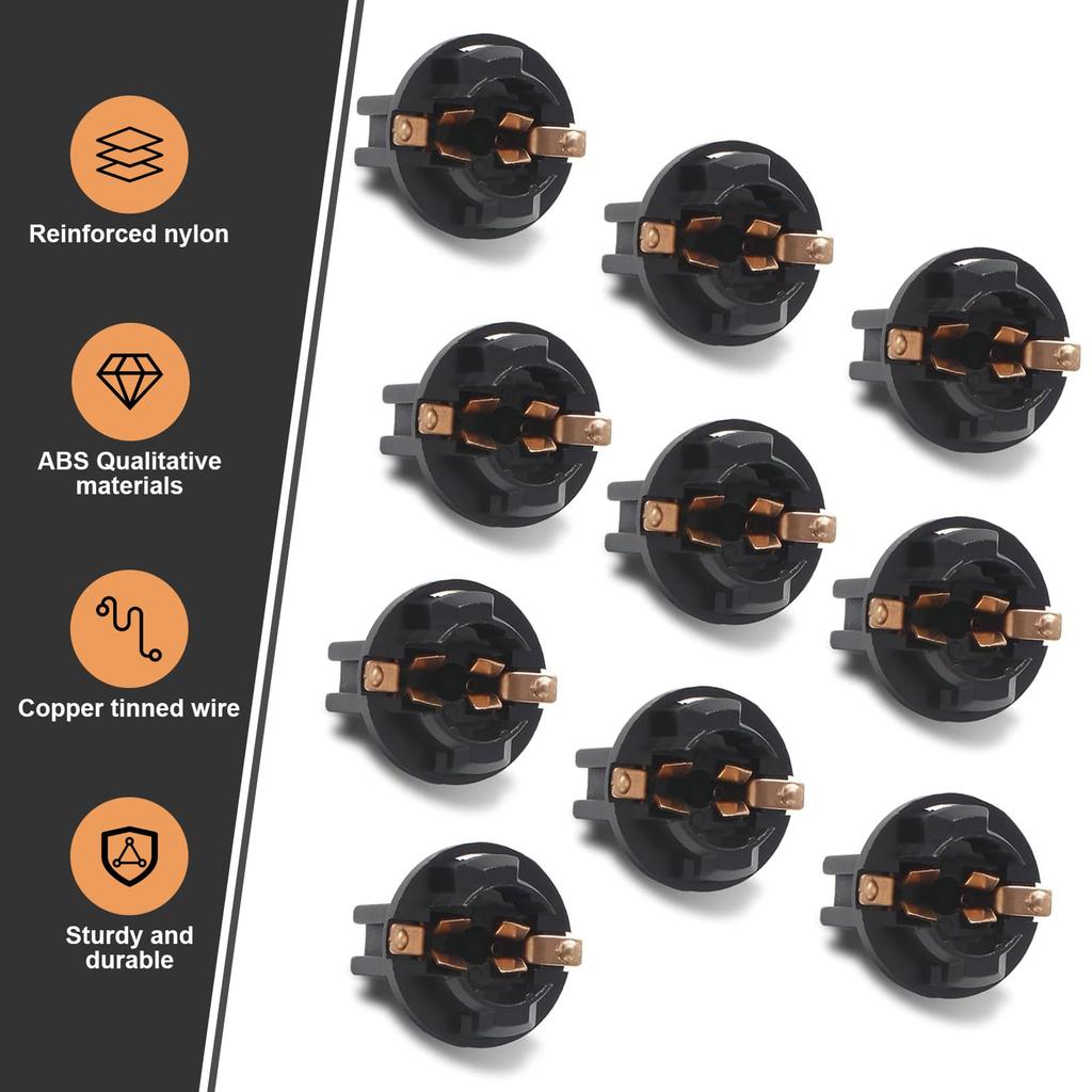 Nomocale 10pcs Car T10 Instrument Indicator Lamp Holder Compact Wedge Base Bulb Socket Bracket