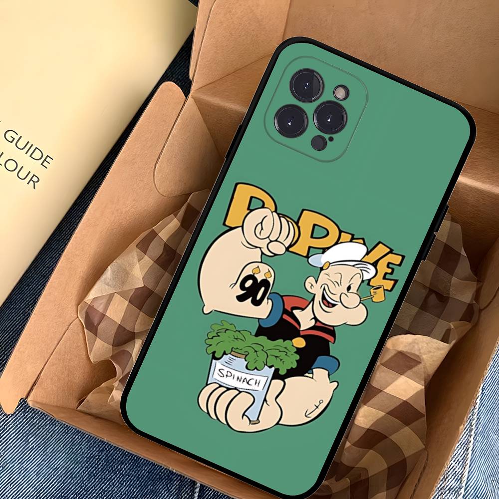 

Cartoon Animation P-PopeyeS Retro Phone Case For Iphone 17 16 15 16e 14 13 12 11 Pro Max Plus Case Cover Coque iPhone 12pro max