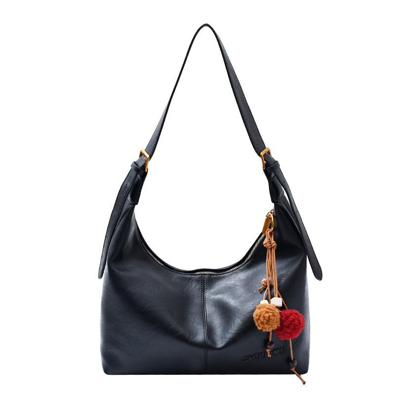 Retro Tote Bag Women's Autumn New Fashion Simple Large Capacity Underarm Dumpling Bag Shoulder Messenger Bag