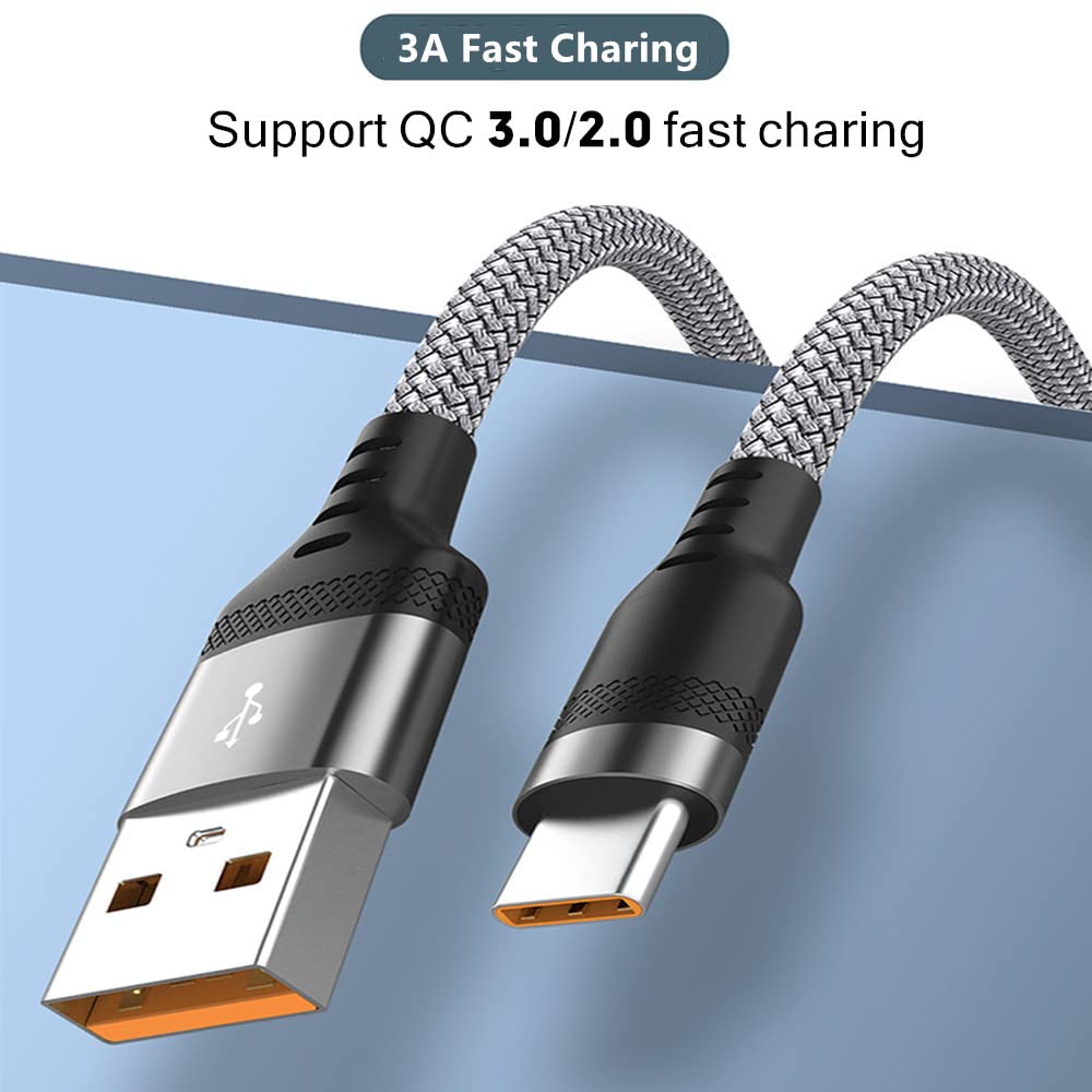 Long USB C Cable [2-Pack, 10ft] 3A Fast Charging, USB A To Type C Charger Cord Nylon Braided Compatible with Samsung Galaxy S20 S10 S9 S8 Plus S10E,