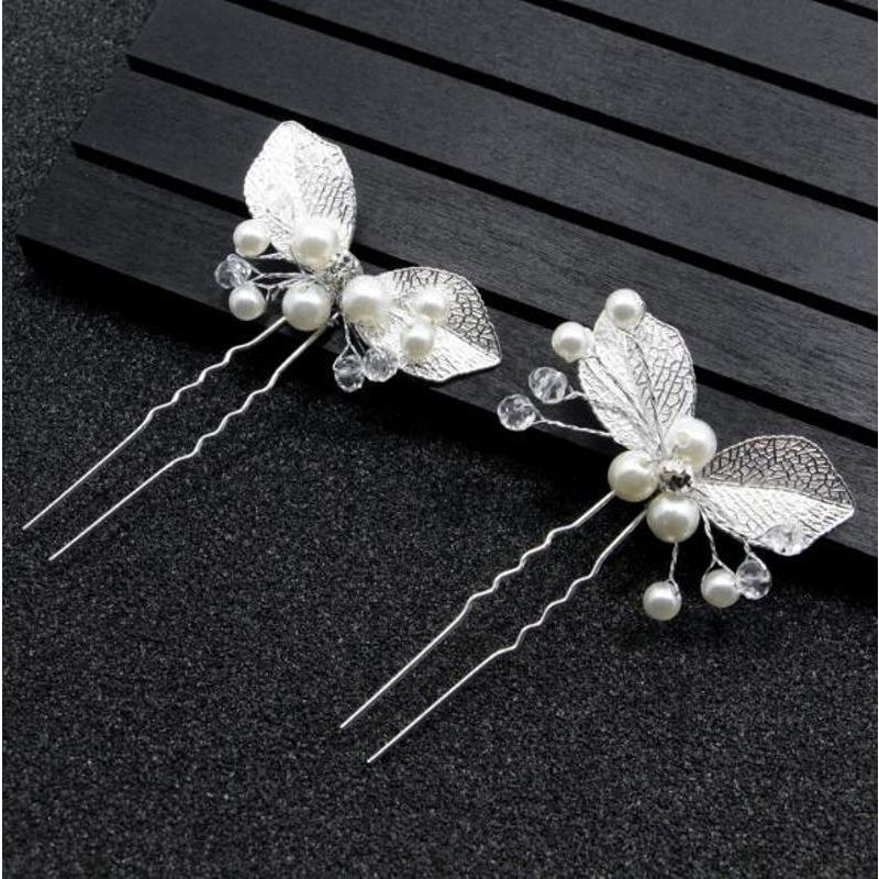1Pcs New Flower Hairpin Bride Headdress For Women Pearl Mesh U-shaoped Hair Clips Fashion Girls Wedding Hair Accessories Jewelry