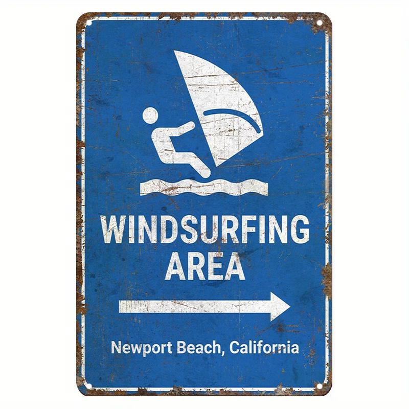 

Vintage-Style Iron Tin Sign, Windsurfing Area Wall Art, Rustic Farmhouse Beach Decor for Home, Bar, and Outdoor Spaces 20x30cm（7.8x11.8inch）