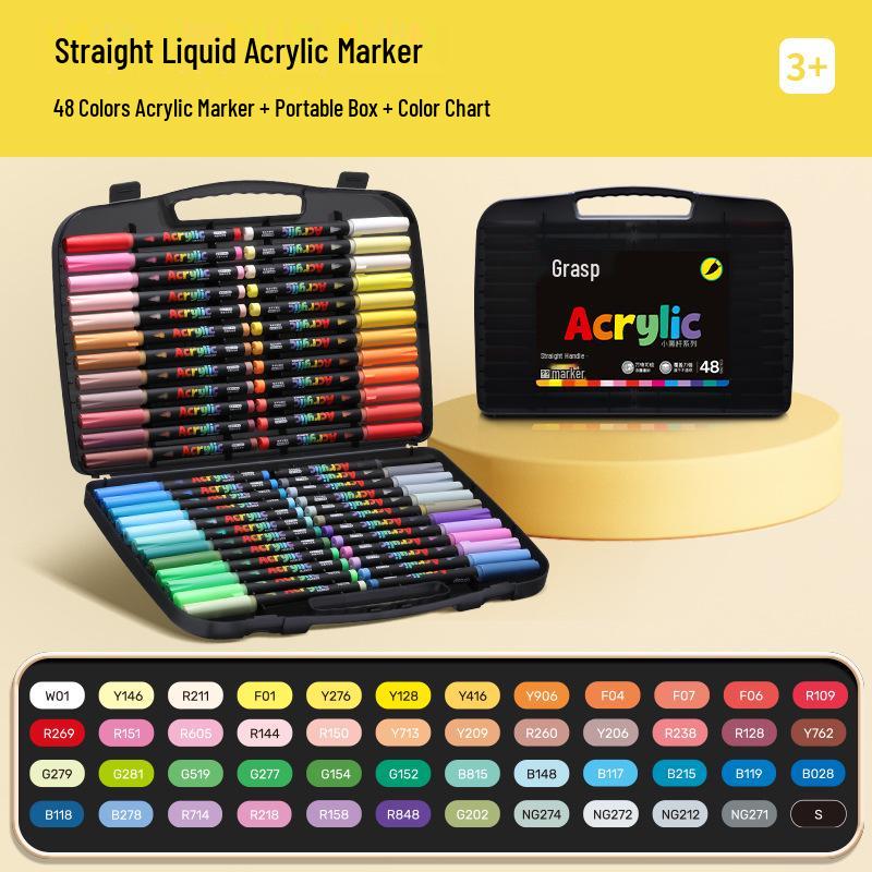 60-Color Soft Tip Liquid Ink Acrylic Marker Set for Primary School Art