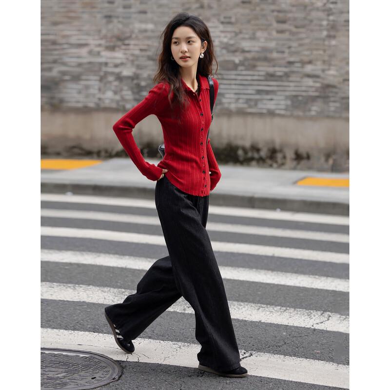 Demana Women's Retro Color-Block Wool Blend Knit Sweater