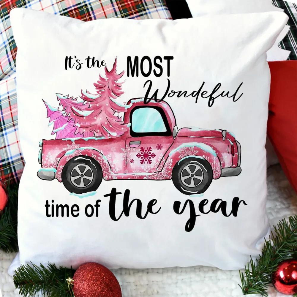merry christmas printed Pillow Case christmas derco Pillow Dust Cover Bedroom Kids pink xmas Party Decoration Pillowcase gifts