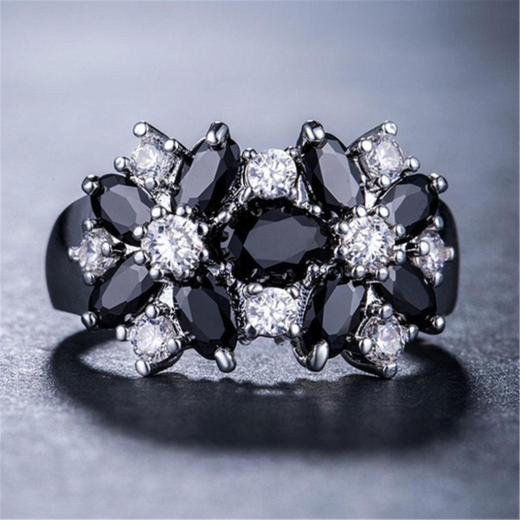 Anillo de Flor Floreciente de Circonita de Colores – Banda Creativa Europea y Americana Pavimentada con Diamantes