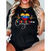 Women Plus Size Venezuela Heart Alphabet Print T-Shirt Crew Neck Short Sleeve All Season Casual Top